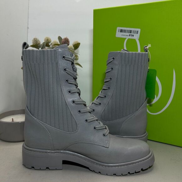 Sam Edelman Lydell Lace Up Combat Boot Pebble Grey Block Heel Women's US 8.5M - Picture 6 of 8